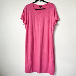 Talbots Plus Petite 1XP Midi Dress Pink Scallop Cuff Lightweight Cotton Modal